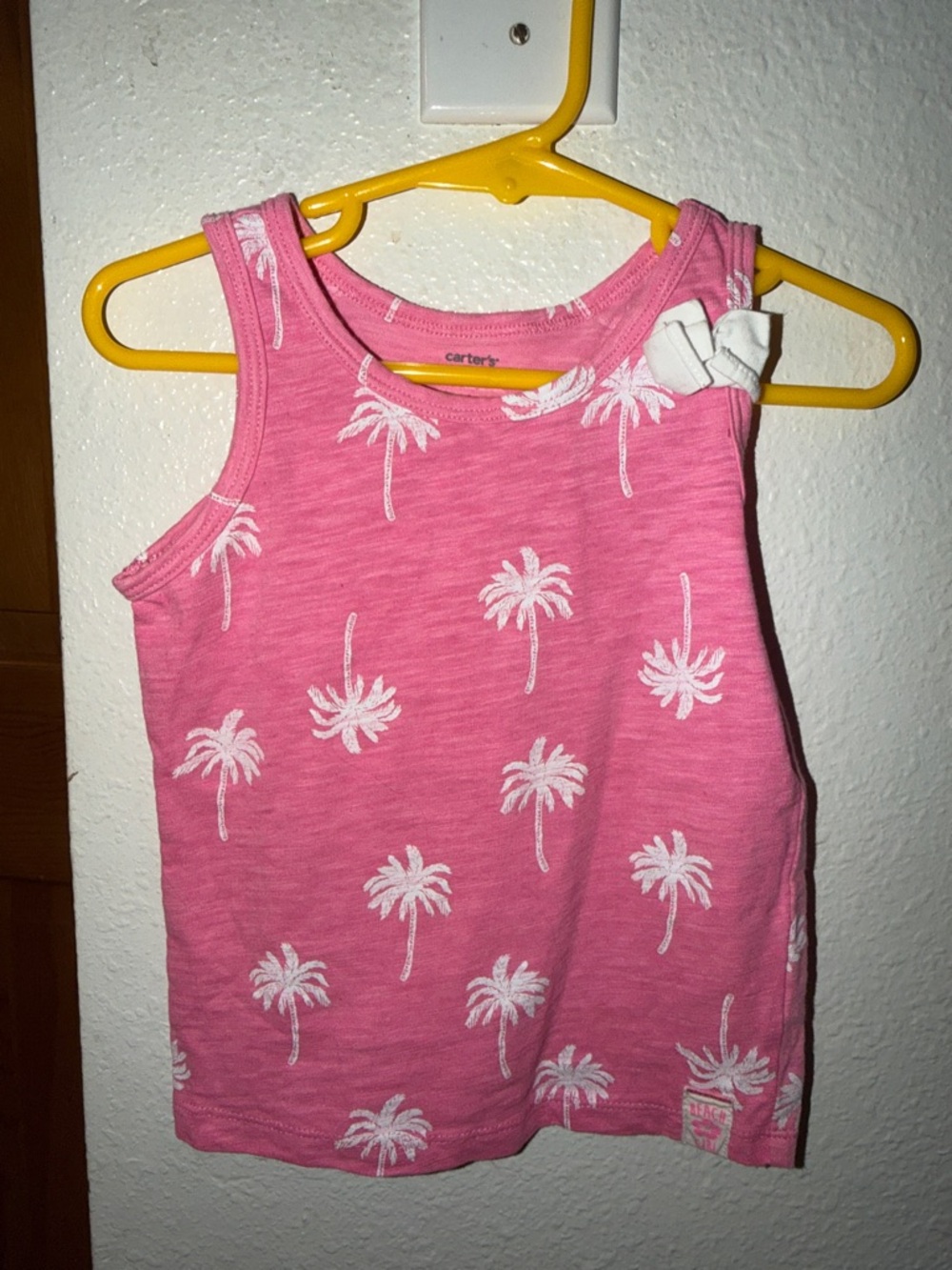 Carter's Pink Palm Tree Print Tank Top with Shoulder Bow
